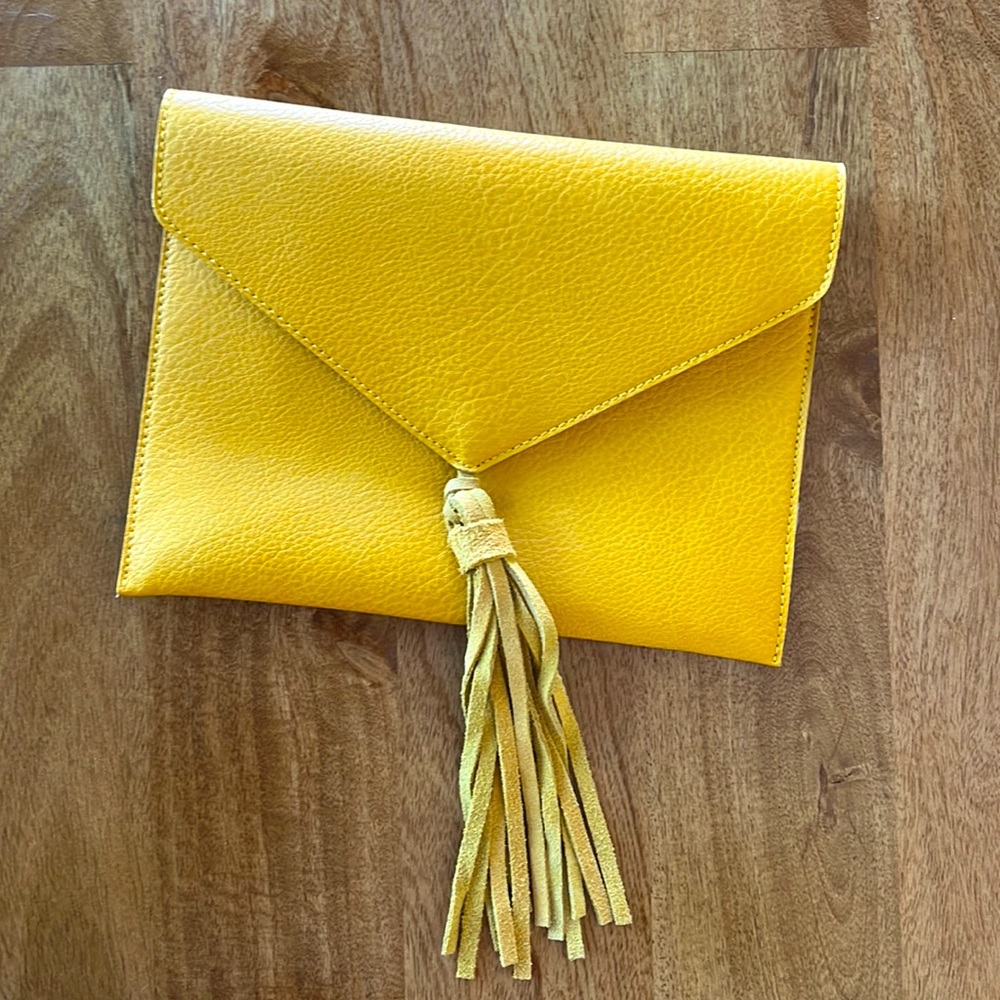 MOVING SALE- Genuine Leather Marigold Yellow Clutch